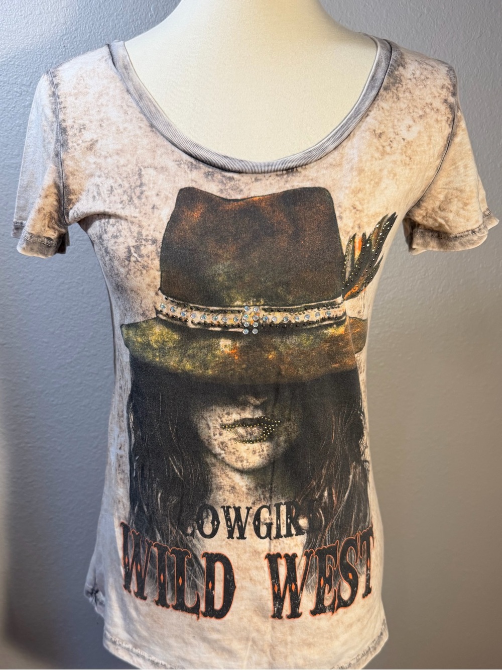 Wild West Boho Graphic Tee Boho Grunge T-Shirt with Rhinestones